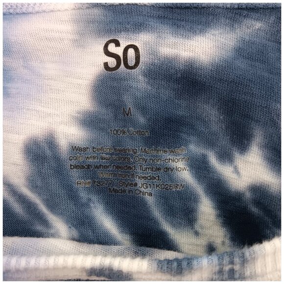 SO Tie Dye T-Shirt- Women's Crop- MEDIUM- Blue- White- Cool Casual - Picture 3 of 6